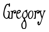 The image is of the word Gregory stylized in a cursive script.