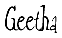 The image is of the word Geetha stylized in a cursive script.
