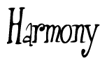 The image is a stylized text or script that reads 'Harmony' in a cursive or calligraphic font.