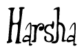 The image is of the word Harsha stylized in a cursive script.