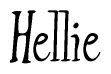 The image contains the word 'Hellie' written in a cursive, stylized font.