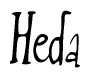 The image contains the word 'Heda' written in a cursive, stylized font.