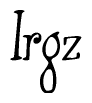 The image is a stylized text or script that reads 'Irgz' in a cursive or calligraphic font.