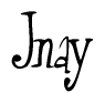 The image is a stylized text or script that reads 'Jnay' in a cursive or calligraphic font.