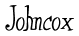 The image is of the word Johncox stylized in a cursive script.