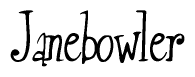 The image is of the word Janebowler stylized in a cursive script.