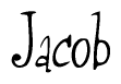 The image is a stylized text or script that reads 'Jacob' in a cursive or calligraphic font.