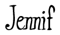 The image is a stylized text or script that reads 'Jennif' in a cursive or calligraphic font.