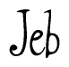 The image is a stylized text or script that reads 'Jeb' in a cursive or calligraphic font.