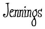 The image is a stylized text or script that reads 'Jennings' in a cursive or calligraphic font.