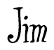   The image is of the word Jim stylized in a cursive script. 