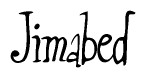 The image contains the word 'Jimabed' written in a cursive, stylized font.