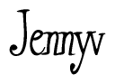 The image is of the word Jennyv stylized in a cursive script.