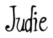 The image contains the word 'Judie' written in a cursive, stylized font.
