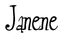 The image contains the word 'Janene' written in a cursive, stylized font.