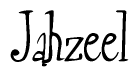 The image contains the word 'Jahzeel' written in a cursive, stylized font.