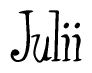 The image is a stylized text or script that reads 'Julii' in a cursive or calligraphic font.