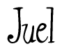 The image contains the word 'Juel' written in a cursive, stylized font.