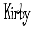 The image is a stylized text or script that reads 'Kirby' in a cursive or calligraphic font.