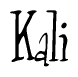 The image is a stylized text or script that reads 'Kali' in a cursive or calligraphic font.