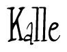The image is of the word Kalle stylized in a cursive script.