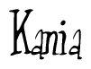 The image contains the word 'Kania' written in a cursive, stylized font.