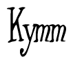 The image contains the word 'Kymm' written in a cursive, stylized font.