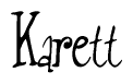 The image is of the word Karett stylized in a cursive script.