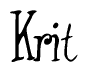The image is of the word Krit stylized in a cursive script.