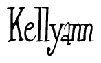 The image is a stylized text or script that reads 'Kellyann' in a cursive or calligraphic font.