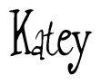 The image is of the word Katey stylized in a cursive script.