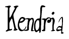 The image is of the word Kendria stylized in a cursive script.