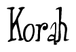 The image is of the word Korah stylized in a cursive script.