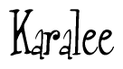 The image contains the word 'Karalee' written in a cursive, stylized font.