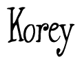 The image is a stylized text or script that reads 'Korey' in a cursive or calligraphic font.