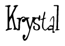 The image contains the word 'Krystal' written in a cursive, stylized font.