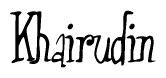 The image contains the word 'Khairudin' written in a cursive, stylized font.