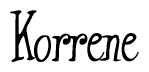 The image is a stylized text or script that reads 'Korrene' in a cursive or calligraphic font.