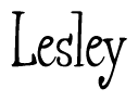 The image is a stylized text or script that reads 'Lesley' in a cursive or calligraphic font.