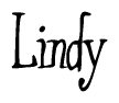 The image is a stylized text or script that reads 'Lindy' in a cursive or calligraphic font.