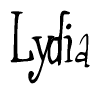The image is of the word Lydia stylized in a cursive script.