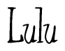 The image contains the word 'Lulu' written in a cursive, stylized font.