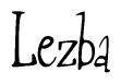 The image is a stylized text or script that reads 'Lezba' in a cursive or calligraphic font.