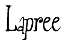 The image is of the word Lapree stylized in a cursive script.