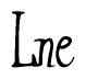 The image contains the word 'Lne' written in a cursive, stylized font.