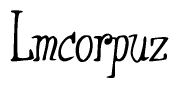 The image is of the word Lmcorpuz stylized in a cursive script.