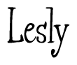 The image is of the word Lesly stylized in a cursive script.
