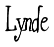 The image is of the word Lynde stylized in a cursive script.