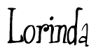The image is of the word Lorinda stylized in a cursive script.