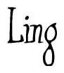 The image is a stylized text or script that reads 'Ling' in a cursive or calligraphic font.